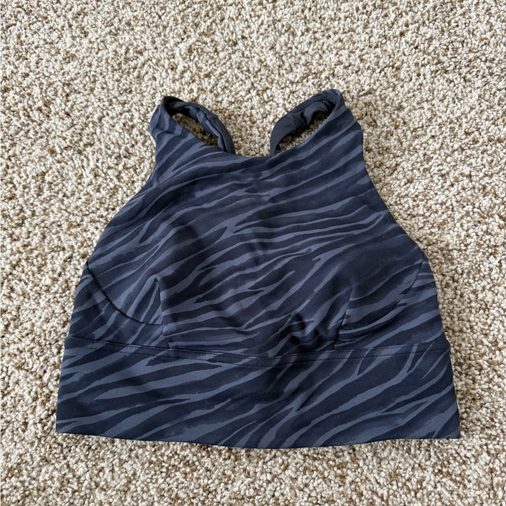 lululemon athletica Zebra Print Wonder Train Long Line Sports Bra - Black
